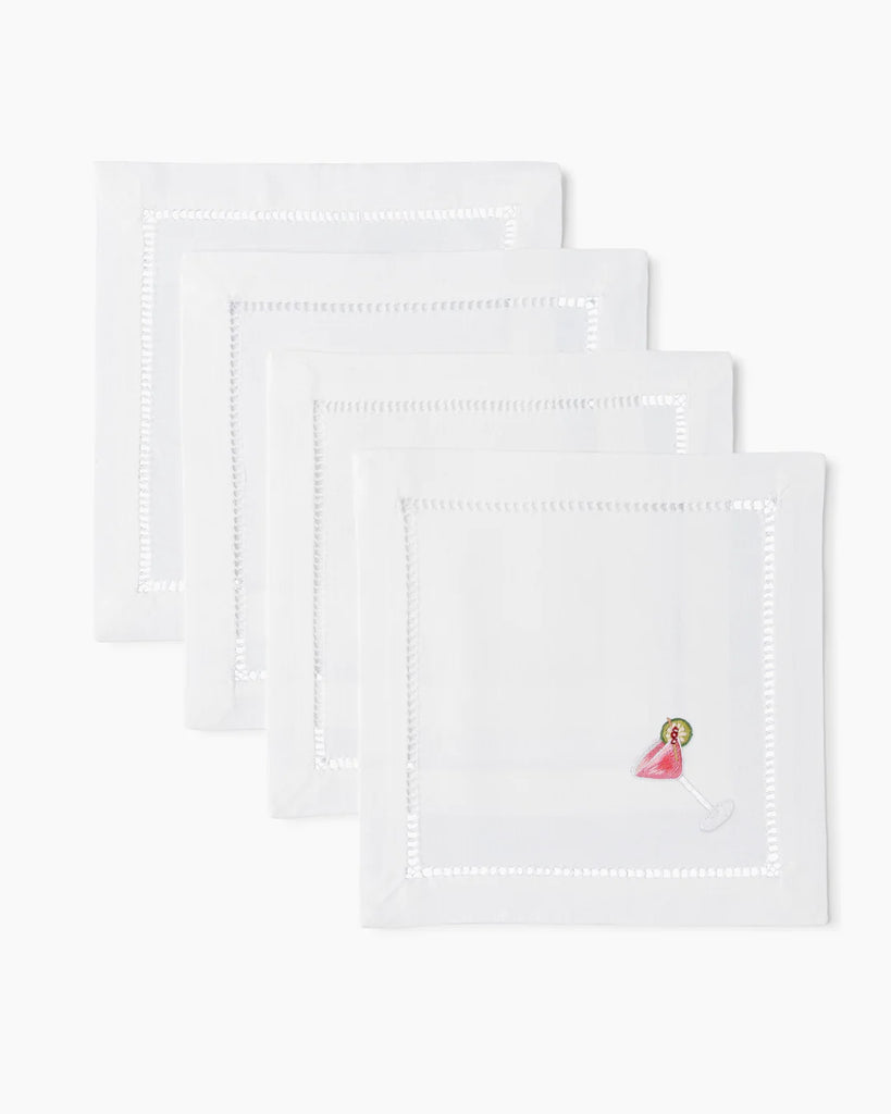 Henry Handwork Cosmo Cocktail Napkins, Set/4 - Charles Mayer