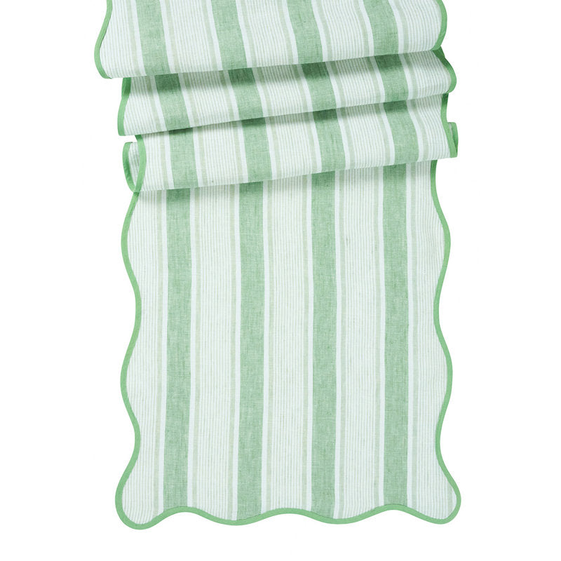 Juliska Cabana Stripe Seagrass Green 18" x 90" Table Runner - Charles Mayer