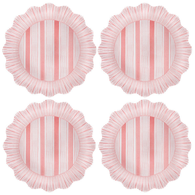 Juliska Cabana Stripe Melamine Coral Red Dessert/Salad Plate, Set of 4 - Charles Mayer