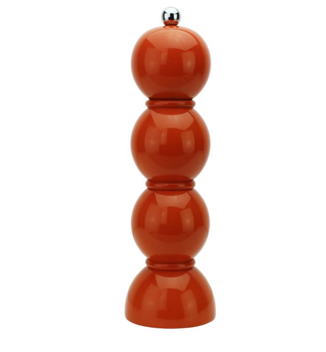 Addison Ross Bobbin Salt or Pepper Mill Grinder, Orange Lacquer - Charles Mayer
