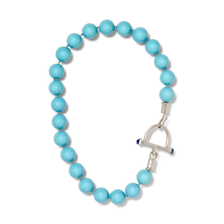 CC&Co. Turquoise Pebble Gold Stirrup Necklace - Charles Mayer