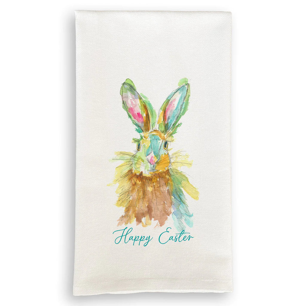 French Graffiti Colorful Easter Bunny Tea Towel - Charles Mayer