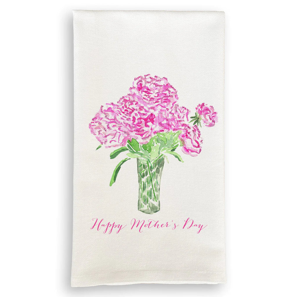 French Graffiti Peonies Mother's Day Tea Towel - Charles Mayer