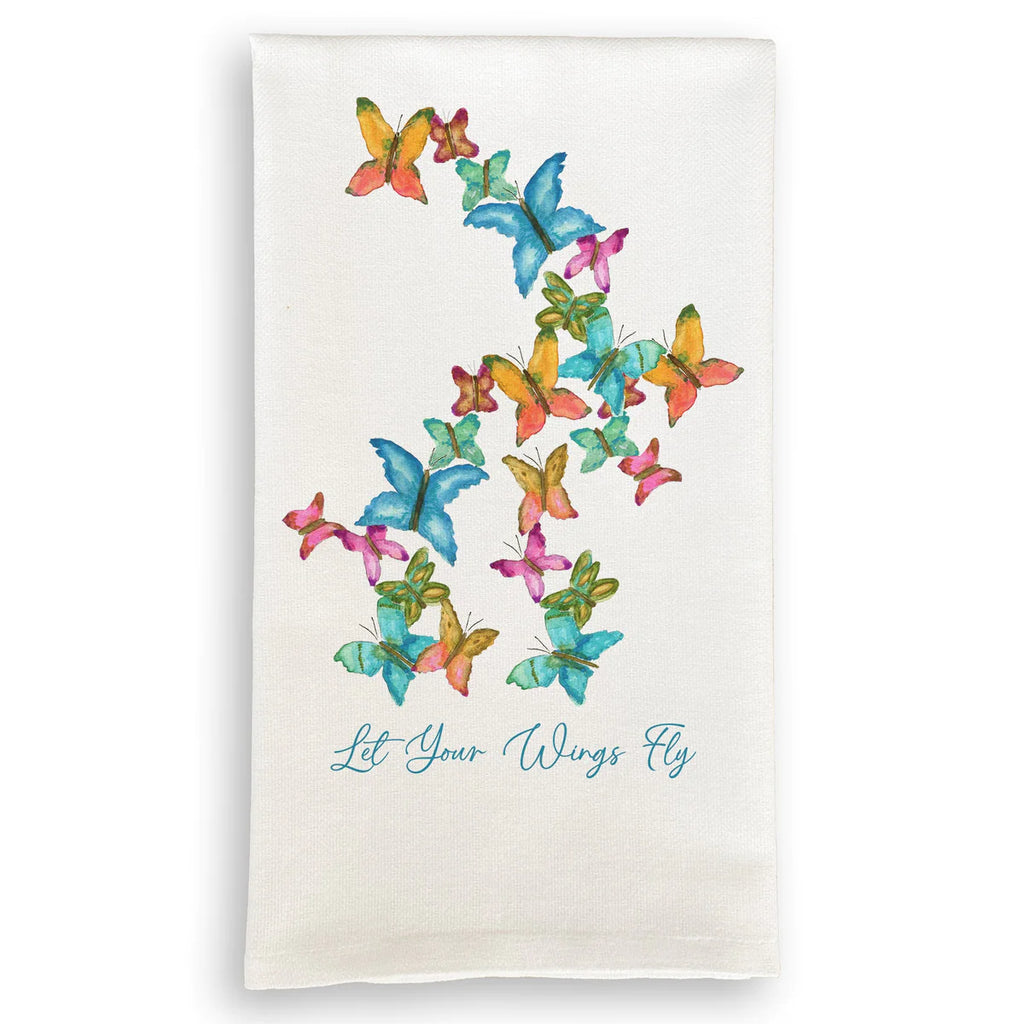 French Graffiti Butterflies Flying with Quote Tea Towel - Charles Mayer