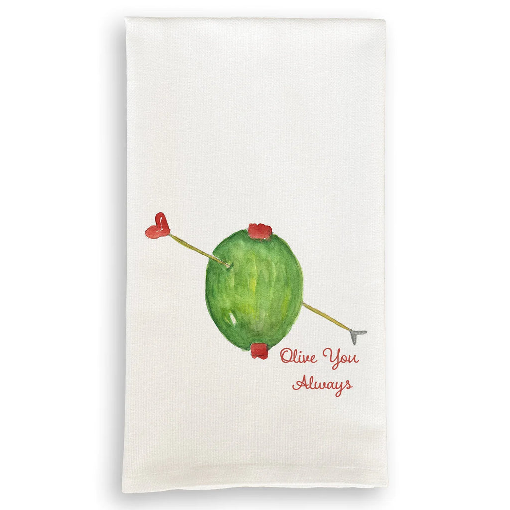 French Graffiti Olive You Always Tea Towel - Charles Mayer