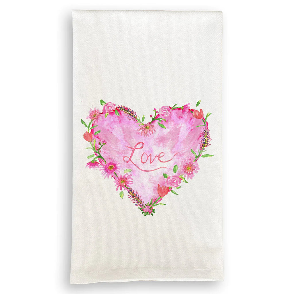 French Graffiti Floral Heart Tea Towel - Charles Mayer
