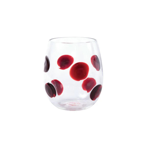 Vietri Drop Red Stemless Wine Glass - Charles Mayer