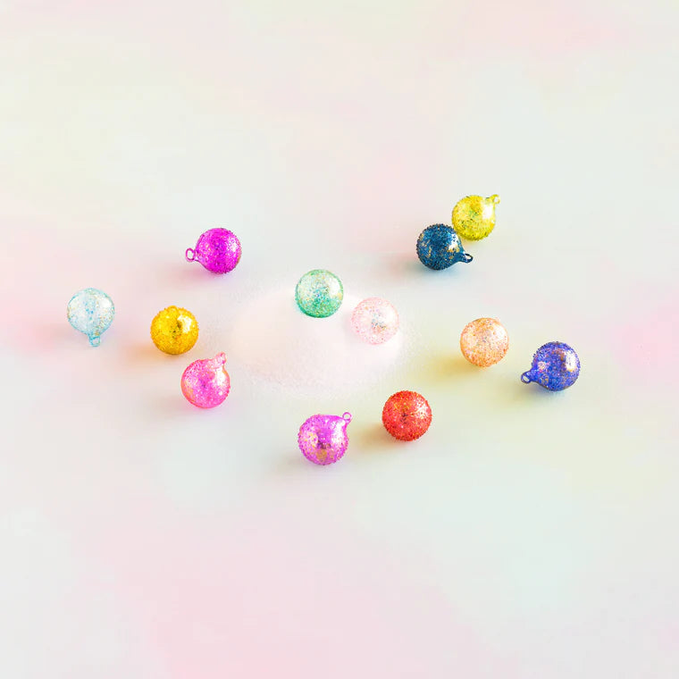 Glitterville Small Glitter Ornaments, Assorted Box of 12 - Charles Mayer