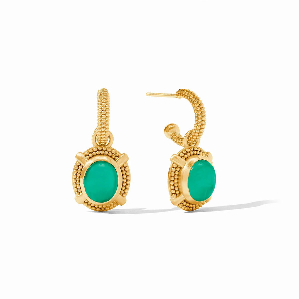 Julie Vos Cabochon Iridescent Emerald Green Hoop & Charm Earring - Charles Mayer