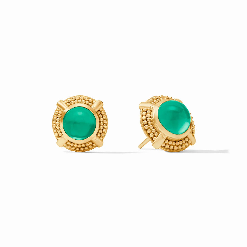 Julie vos Cabochon Iridescent Emerald Green Stud Earring - Charles Mayer