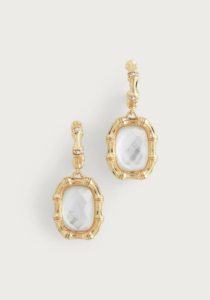 Anabel Aram Bamboo Mother of Pearl Drop Earrings - Charles Mayer