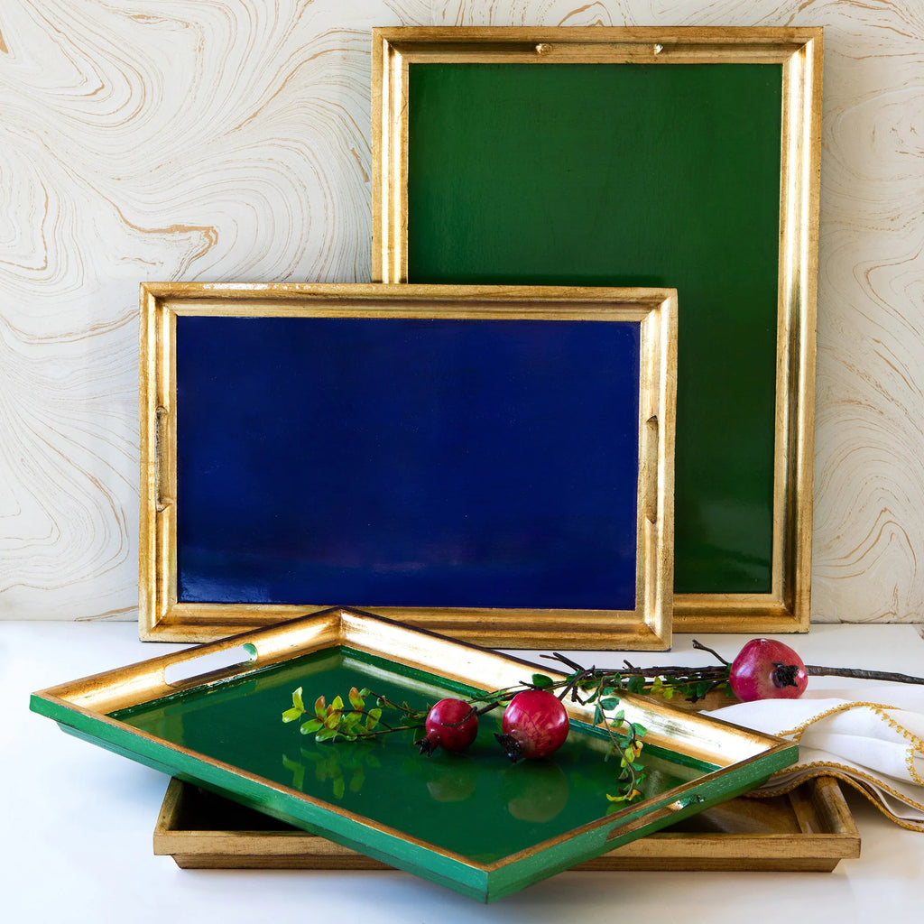 Vietri Florentine Wooden Cobalt & Gold Rectangular Tray - Charles Mayer