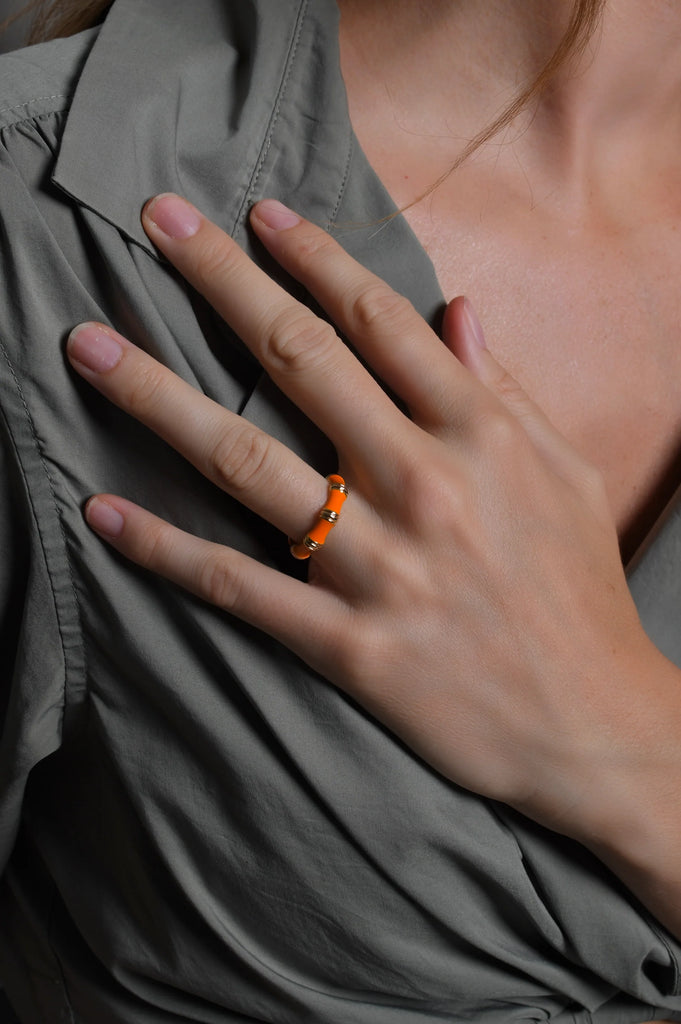 Anabel Aram Clementine & Gold Enameled Ring-Size 7 - Charles Mayer