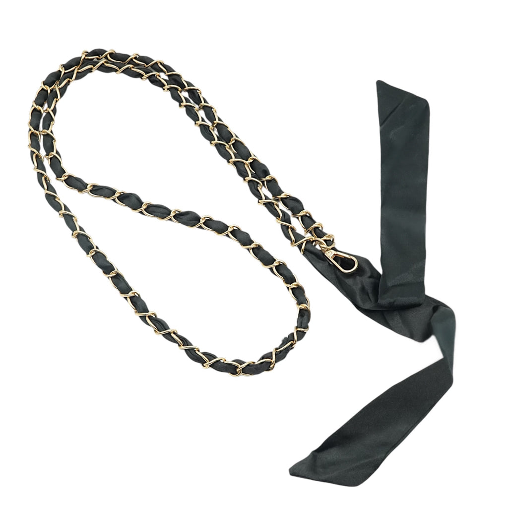 Miami Chains Black Satin Sash Crossbody Phone Chain - Charles Mayer