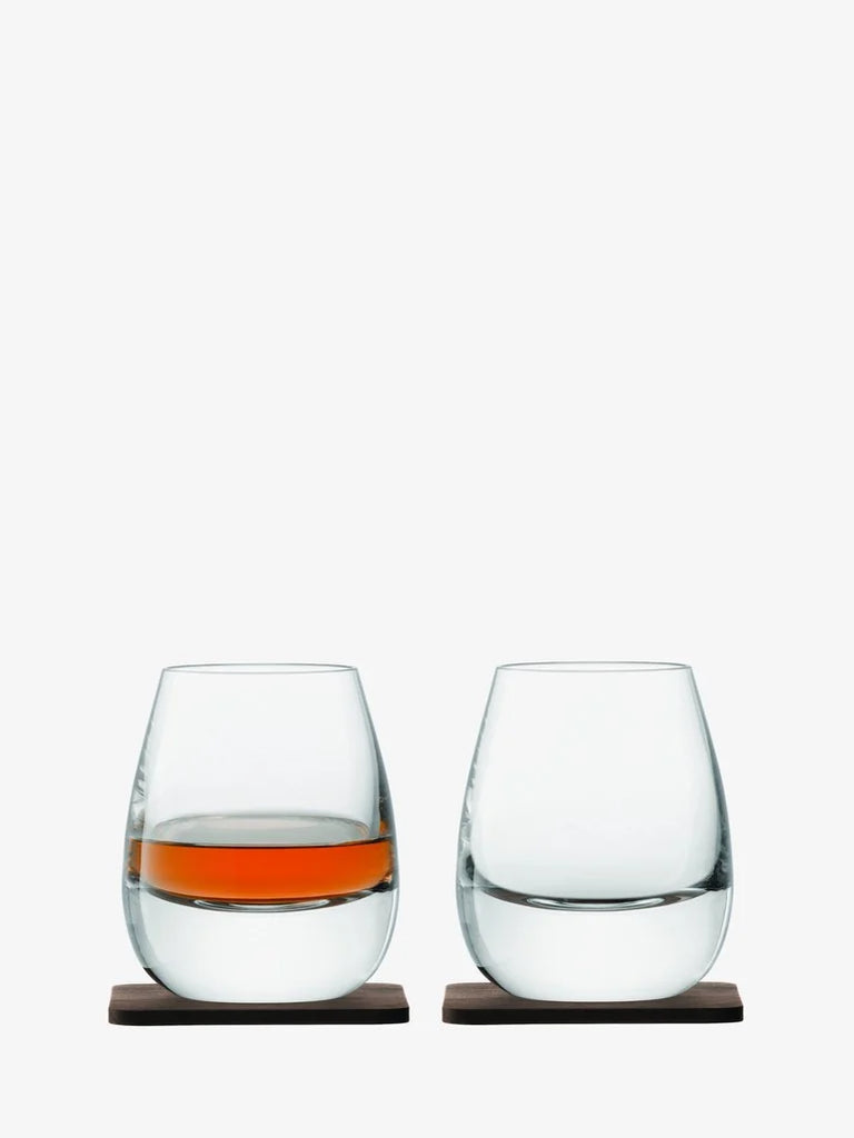 LSA International Whiskey Islay DOF Tumblers with Walnut Base, Set of 2 - Charles Mayer