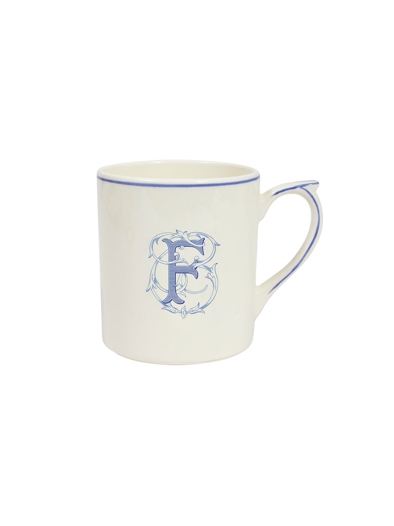 Gien Filet Blue Monogrammed Mug - Charles Mayer