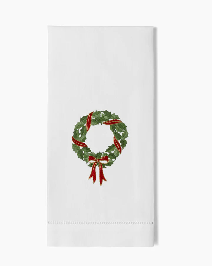 Henry Handwork Holly Ribbon Wreath Hand Towel - Charles Mayer