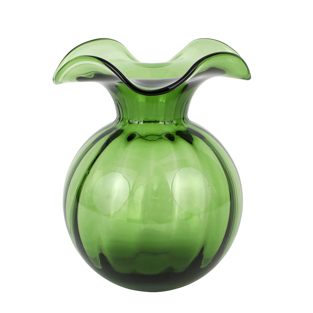 Vietri Hibiscus Dark Green Medium Fluted Vase - Charles Mayer