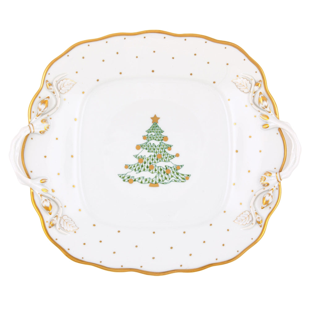 Herend Christmas Tree Square Cake Plate - Charles Mayer