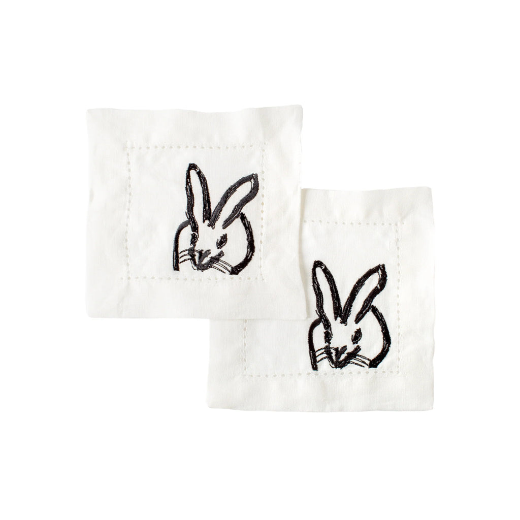 Hunt Slonem Hop Up Shop Rabbit Rabbit Cotton Dinner Napkin, Set of 2 - Charles Mayer