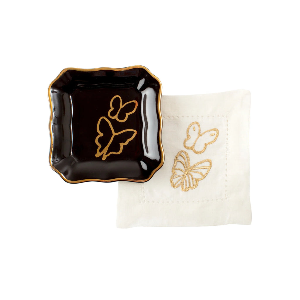 Hunt Slonem Black Butterfly Plate - Charles Mayer