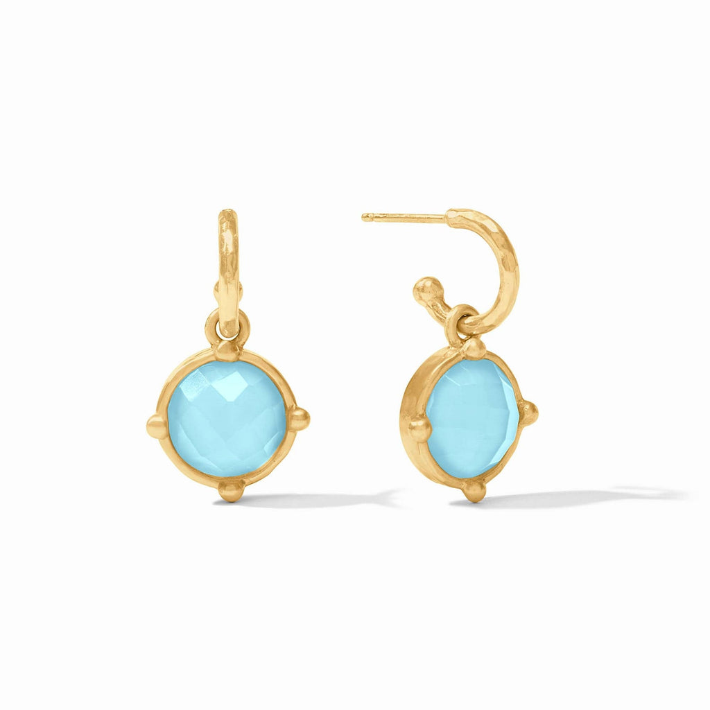 Julie Vos Honeybee Iridescent Capri Blue Charm Hoop Earrings - Charles Mayer