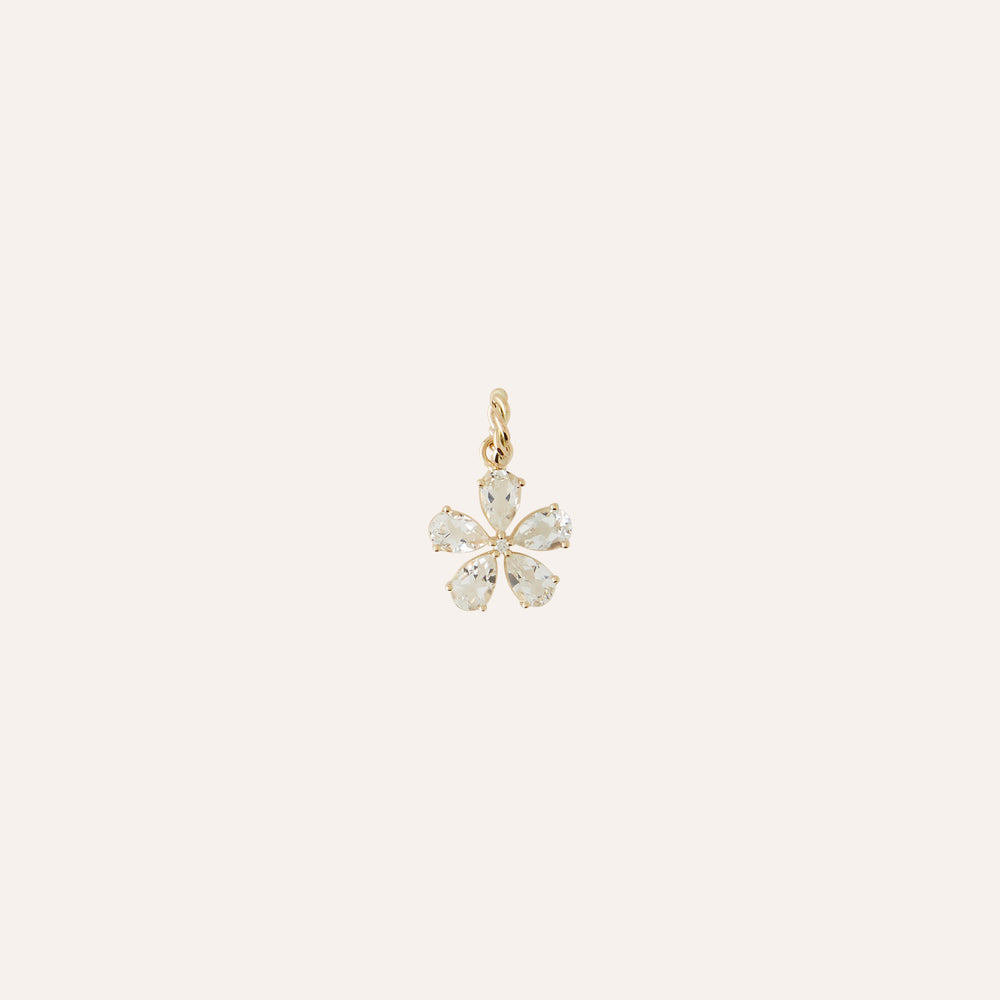 Clara Williams 14K White Sapphire Flower Charm - Charles Mayer