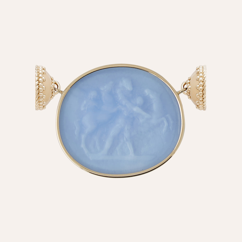 Clara Williams Classic Horses Chalcedony Italian Glass Centerpiece - Charles Mayer