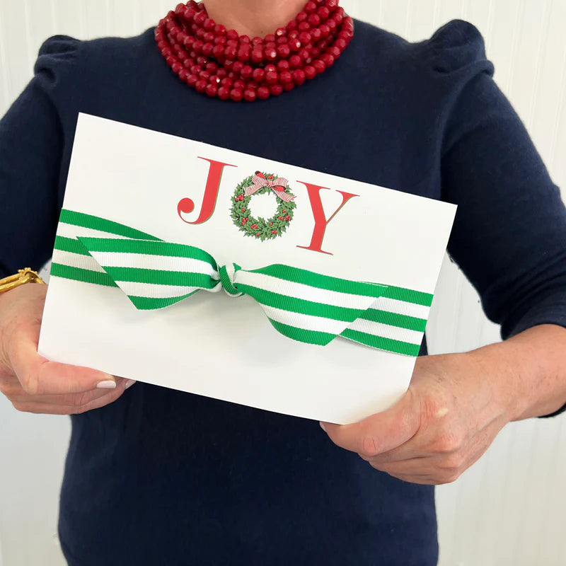 WH Hostess Joy Holly Wreath 8.5x5.5 Slab Notepad with Red and White Ribbon - Charles Mayer