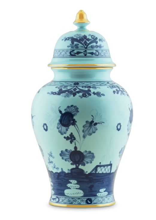 Ginori Oriente Italiano 15" Iris Potiche Vase with Cover - Charles Mayer