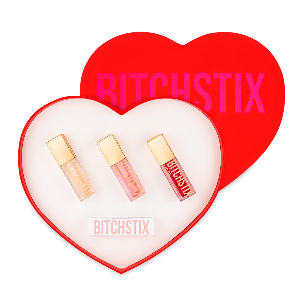 Bitchstix Heart Box with 3 Lip Oils and 1 Lip Balm - Charles Mayer