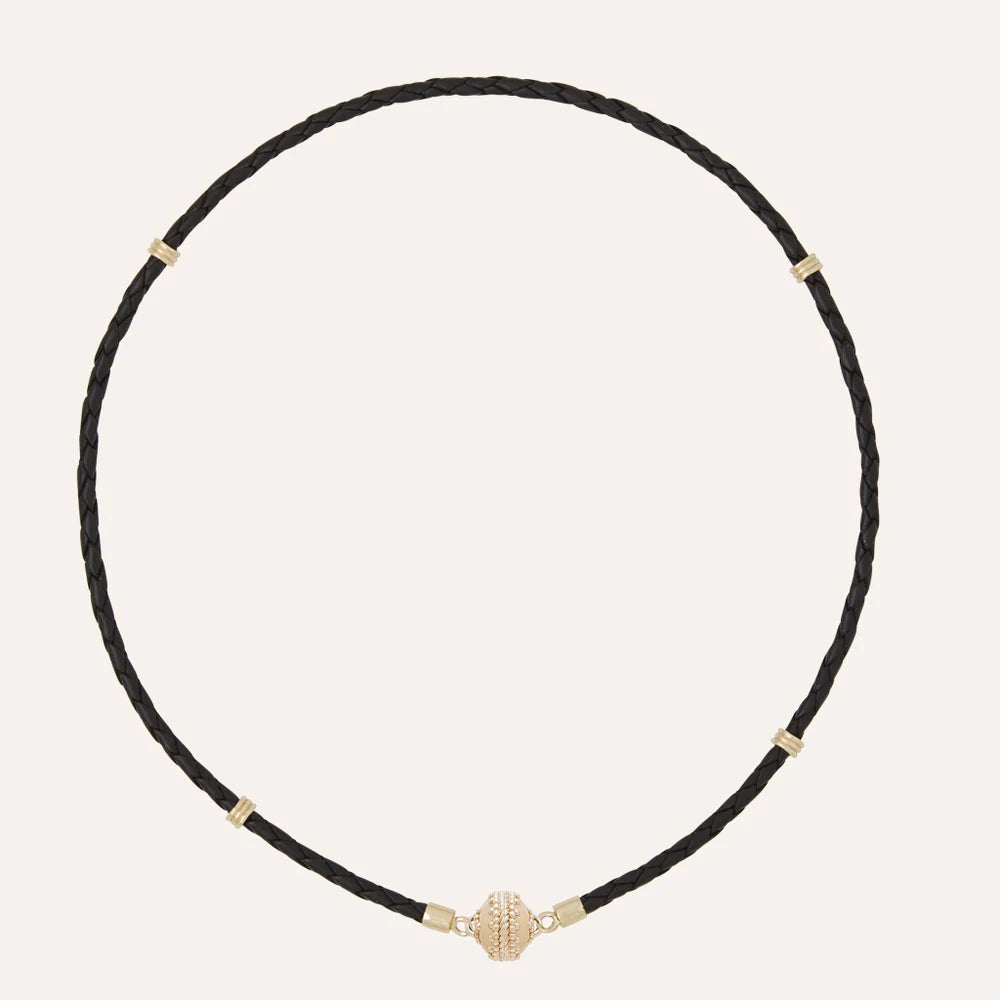 Clara Williams Aspen Black Mini Leather Necklace - Charles Mayer