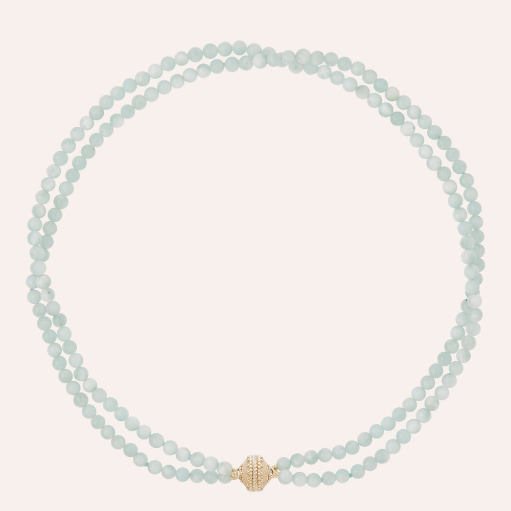 Clara Williams Victoire 4mm Green Angelite Double Strand Mini Necklace - Charles Mayer