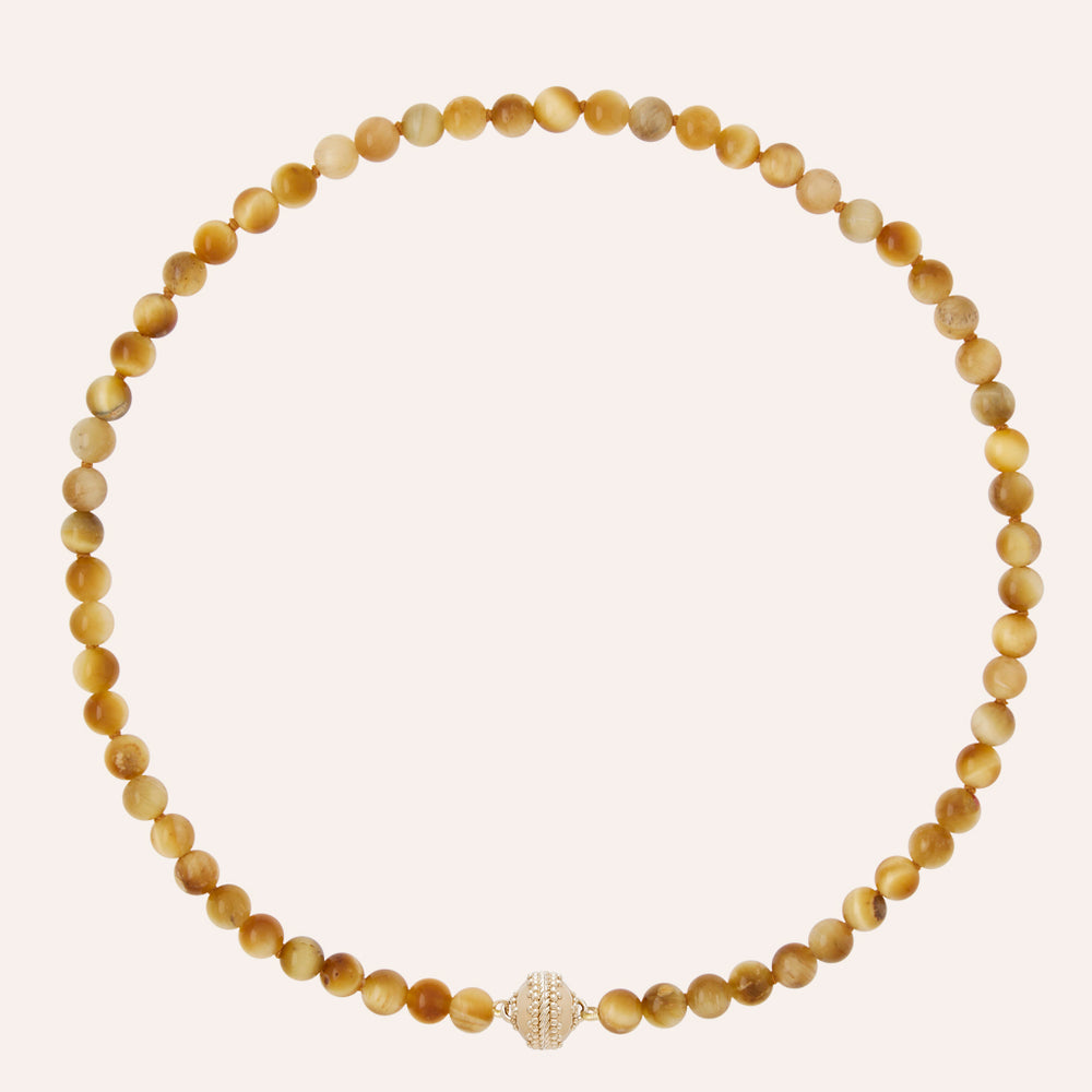 Clara Williams Victoire 6mm Golden Tiger's Eye Mini Necklace - Charles Mayer