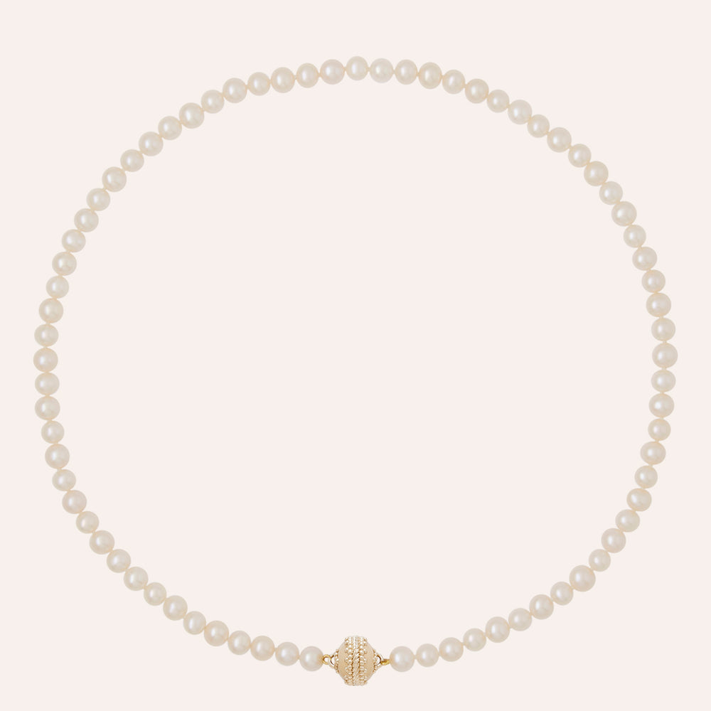 Clara Williams Freshwater White Round Pearl Mini Necklace - Charles Mayer