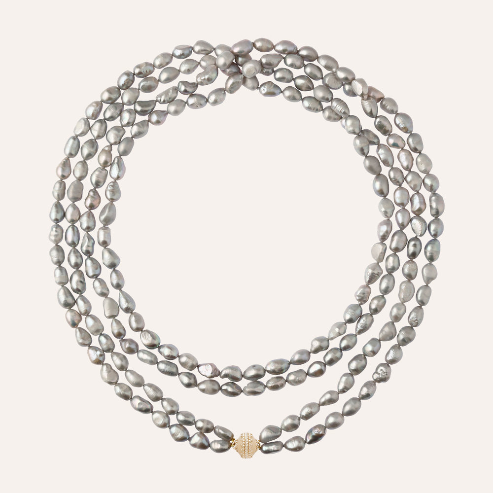 Clara Williams Irregular Gray Pearl Opera Necklace - Charles Mayer