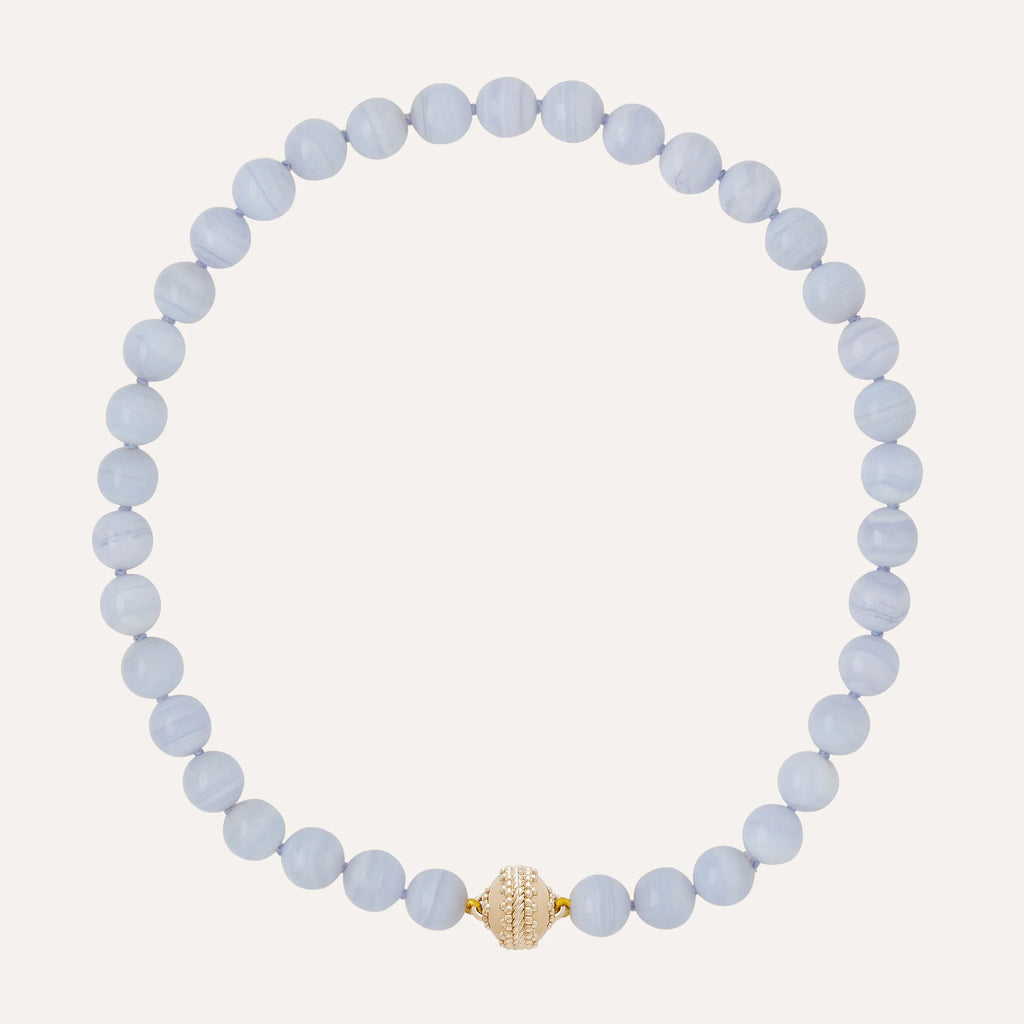 Clara Williams Victoire Blue Lace Agate 10mm Necklace - Charles Mayer