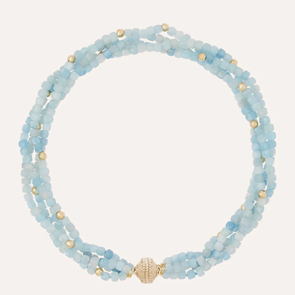 Clara Williams Peppercorn Aquamarine Multi- Strand Necklace - Charles Mayer