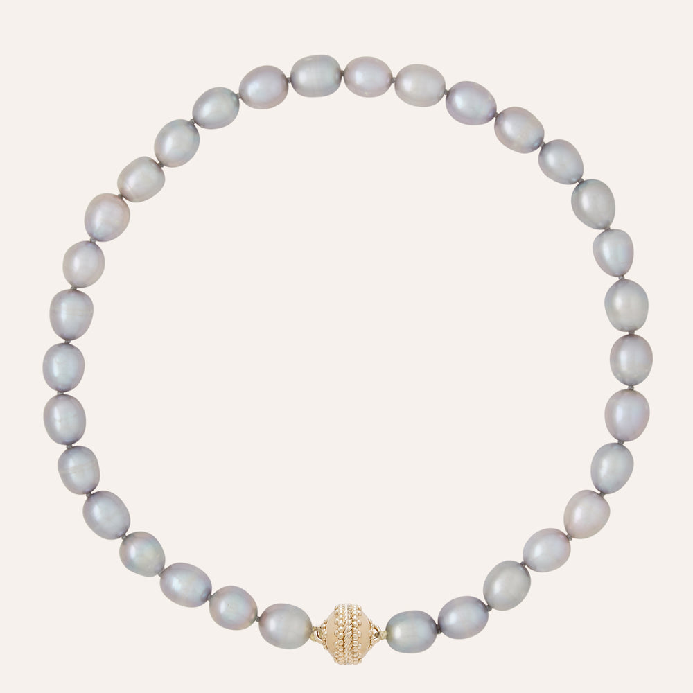 Clara Williams Oval Gray Freshwater Pearl Necklace - Charles Mayer