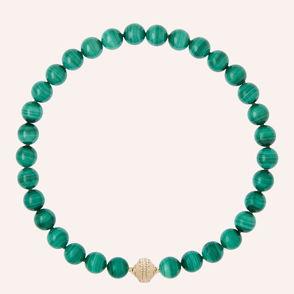 Clara Williams Victoire 12mm Malachite Necklace - Charles Mayer