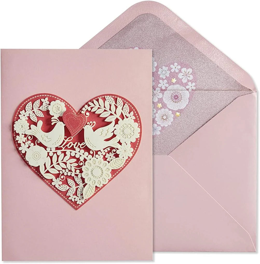 Niquea.D Heart with 2 Red Birds Card - Charles Mayer