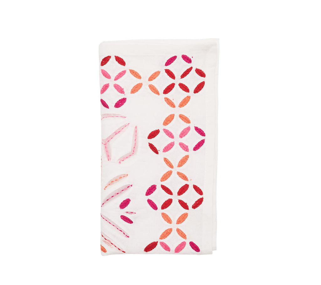 Kim Seybert Malta Pink/White/Orange Napkin - Charles Mayer