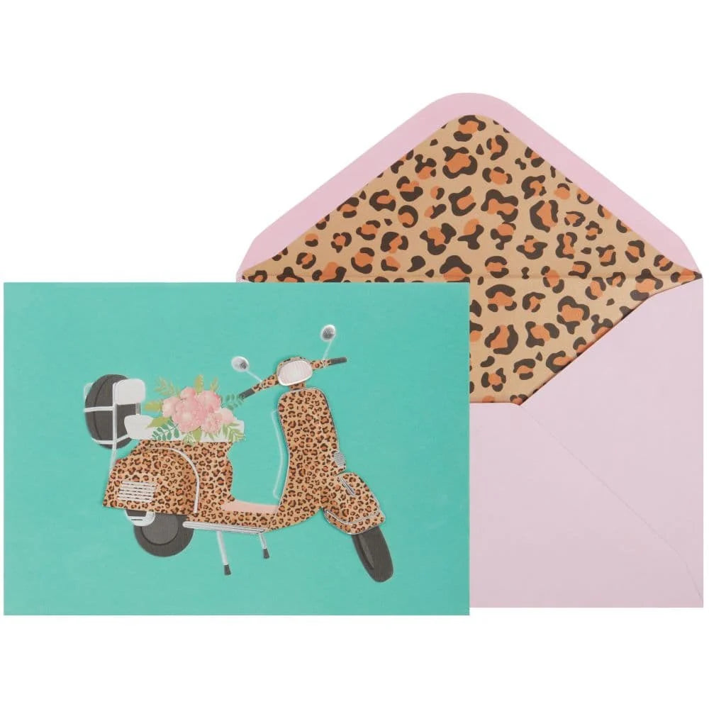 Niquea.D Leopard Scooter Birthday Card - Charles Mayer