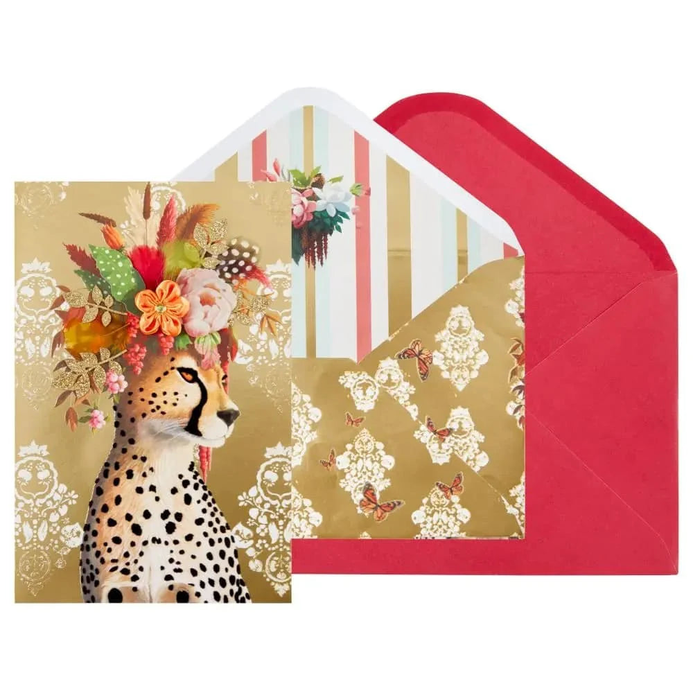 Niquea.D Cheetah with Flower Crown Birthday Card - Charles Mayer