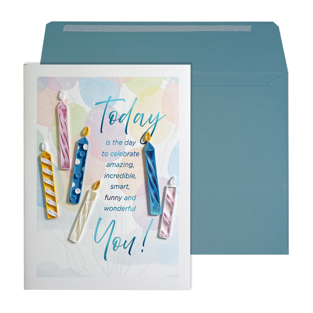 Niquea.D Quilled Candles on Balloons Birthday Card - Charles Mayer