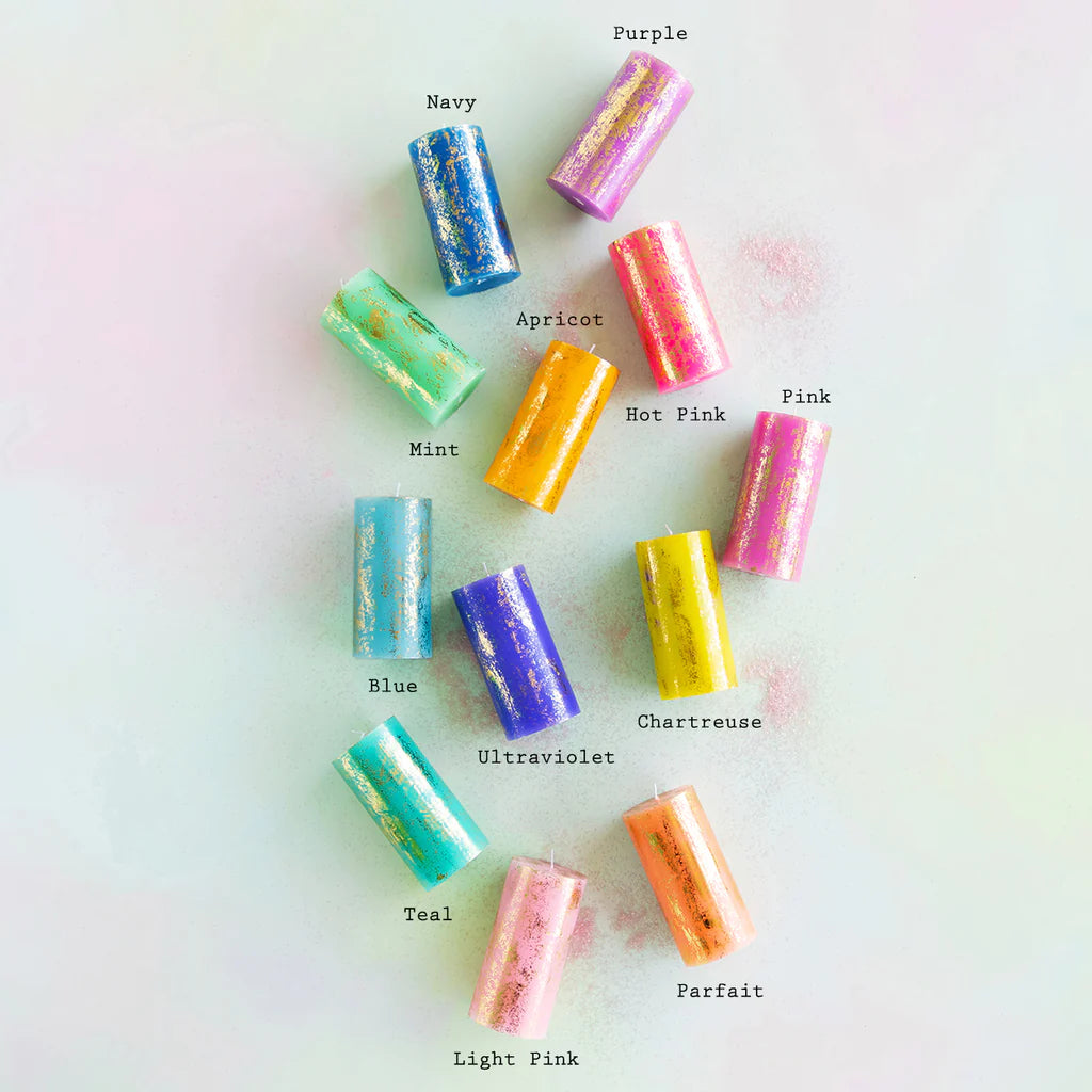 Glitterville 6" Rainbow Pillar Candle - Charles Mayer