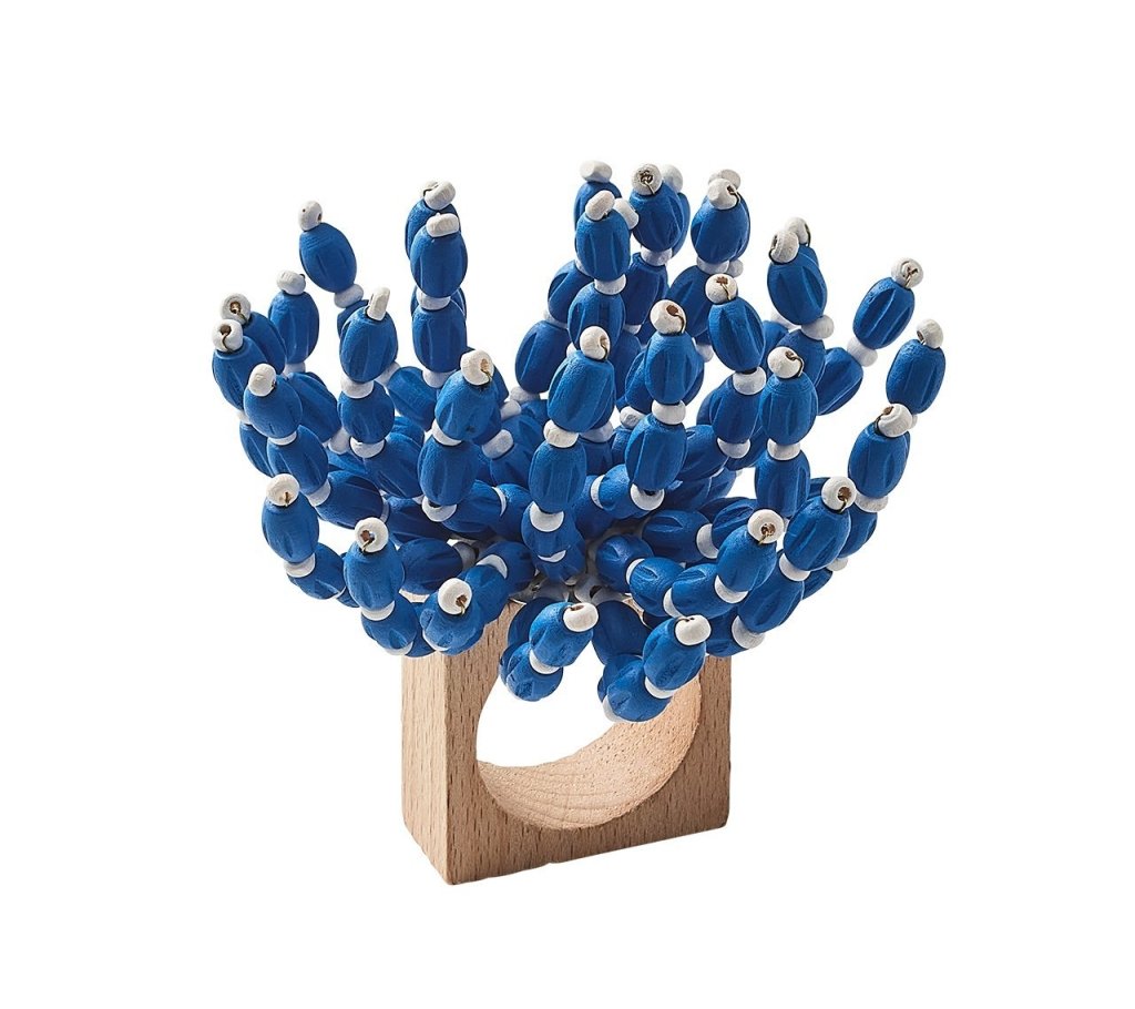 Kim Seybert Blue & White Reed Napkin Ring - Charles Mayer