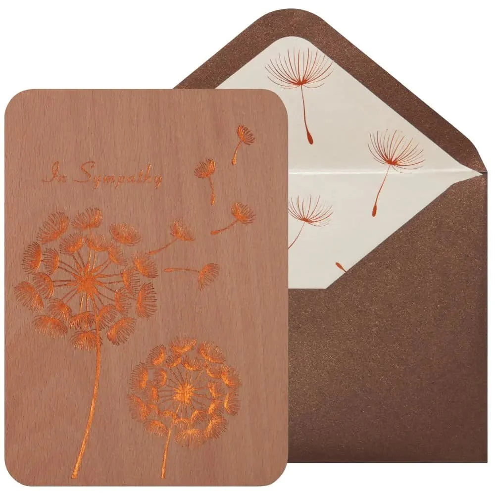 Niquea.D Gold Dandelions on Wood Sympathy Card - Charles Mayer