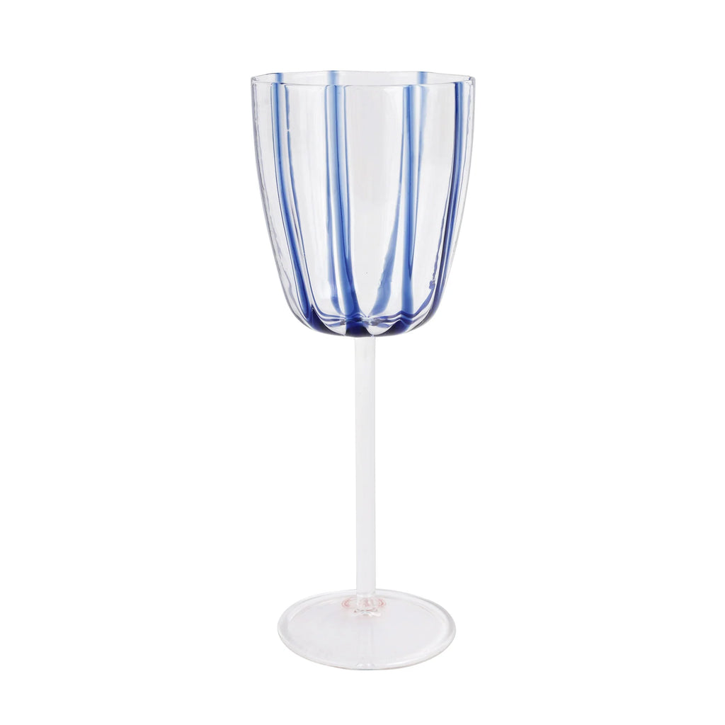 Vietri Nuovo Blue Stripe Wine Glass - Charles Mayer