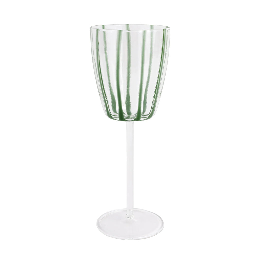 Vietri Nuovo Green Stripe Wine Glass - Charles Mayer
